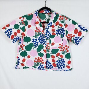 Uniqlo x Marimekko Fruit Shirt Womens S Boxy Artsy Scandi Short Sleeve